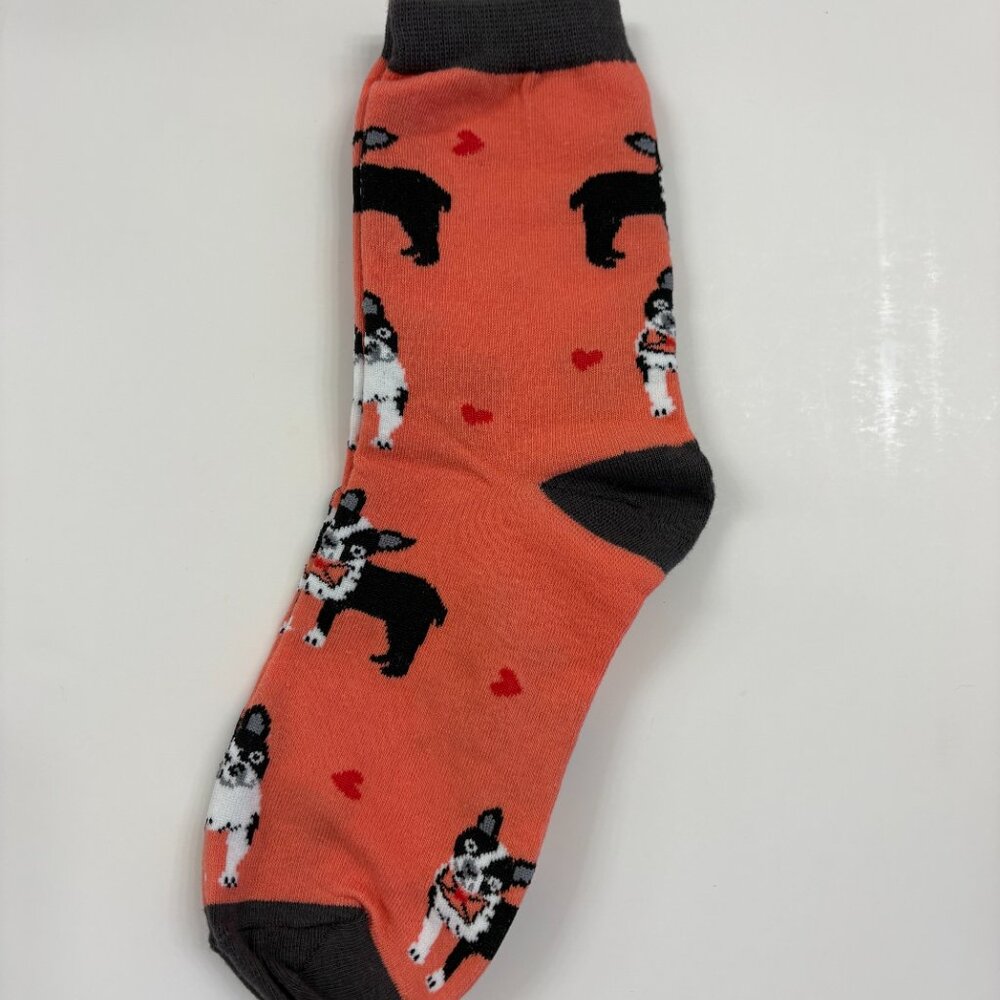 Women's 5 Pack Crew Socks Colorful French Bulldog Themed - OS - NWT - Picture 6 of 13